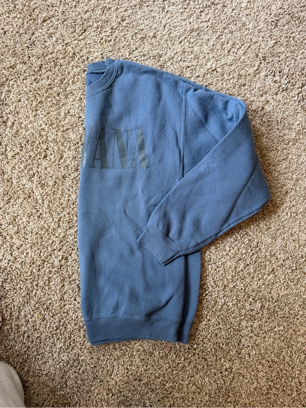NIRVANA Slate Blue Crewneck Sweatshirt with Tonal Logo - Picture 2 of 2